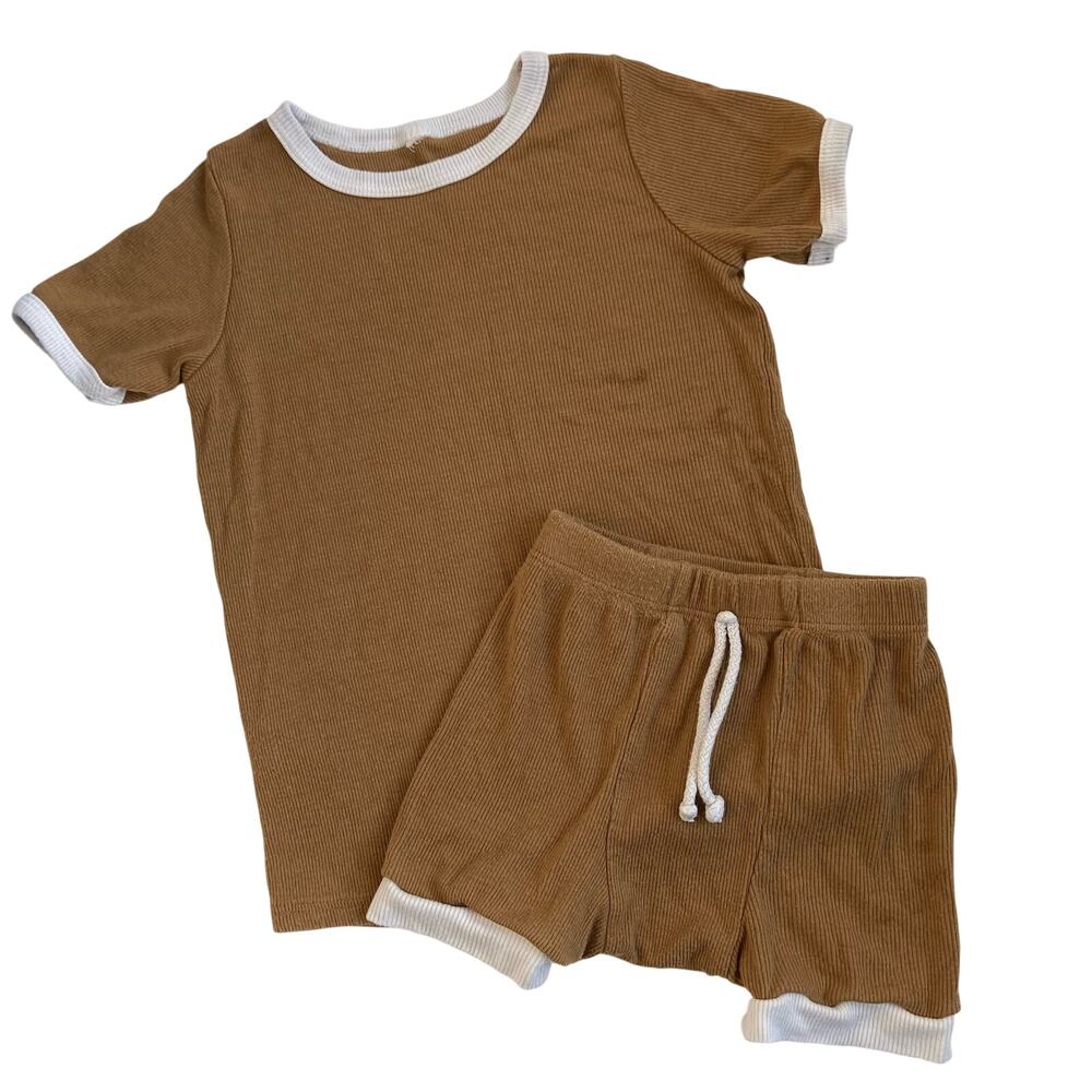 Childhoods Clothing Modal Rib Knit Shorts Set - Honey Brown 3T